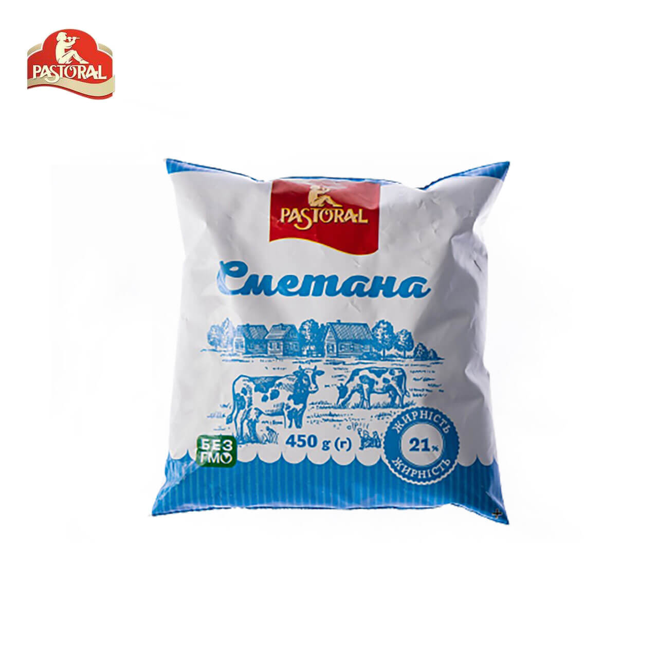 Сметана PASTORAL плівка поліетиленова, 21%, 450г